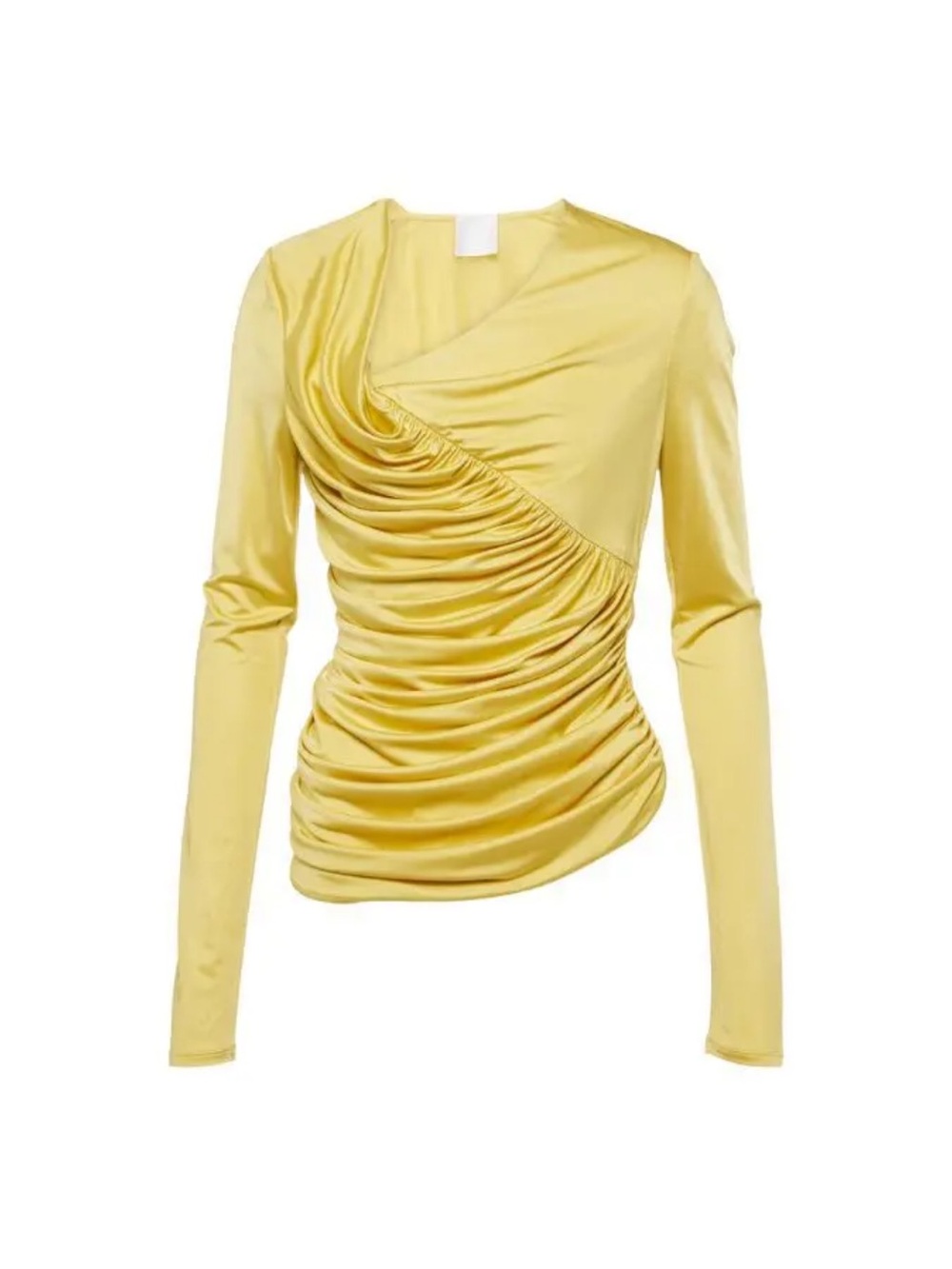 NWT Givenchy Yellow Satin Ruched Draped Long Sleeve Top Size 36